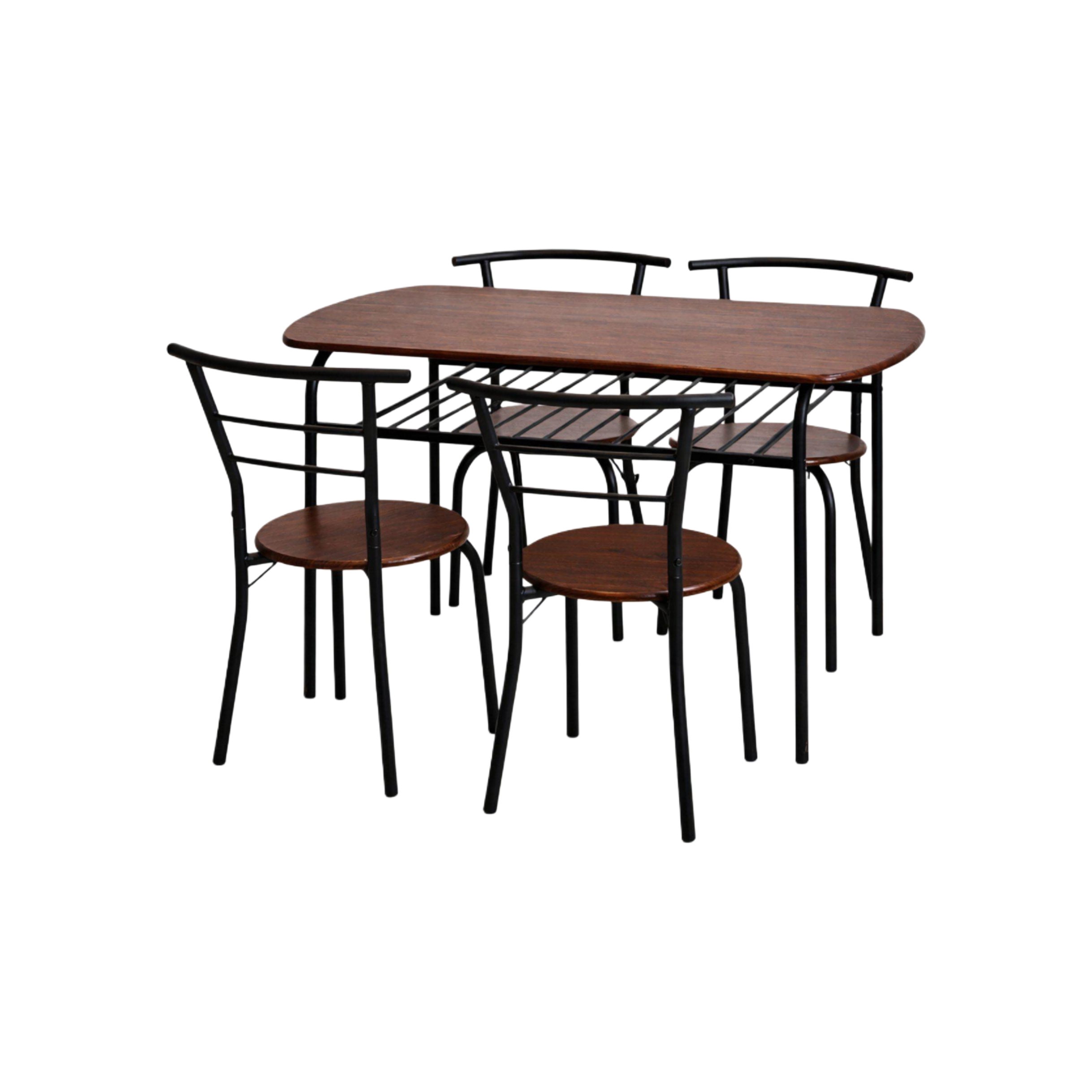  Multi color dining table with 4 chairs dark wood top 