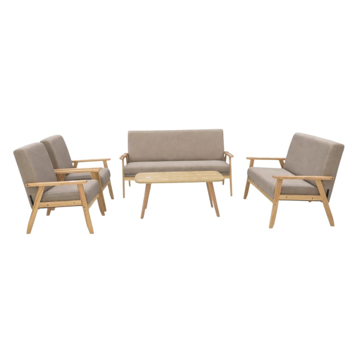  Multi color outdoor seating set with modern design and beige cushions 