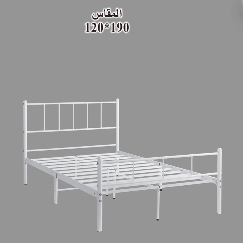  سرير معدني أبيض 120×190 بتصميم عصري وبسيط 