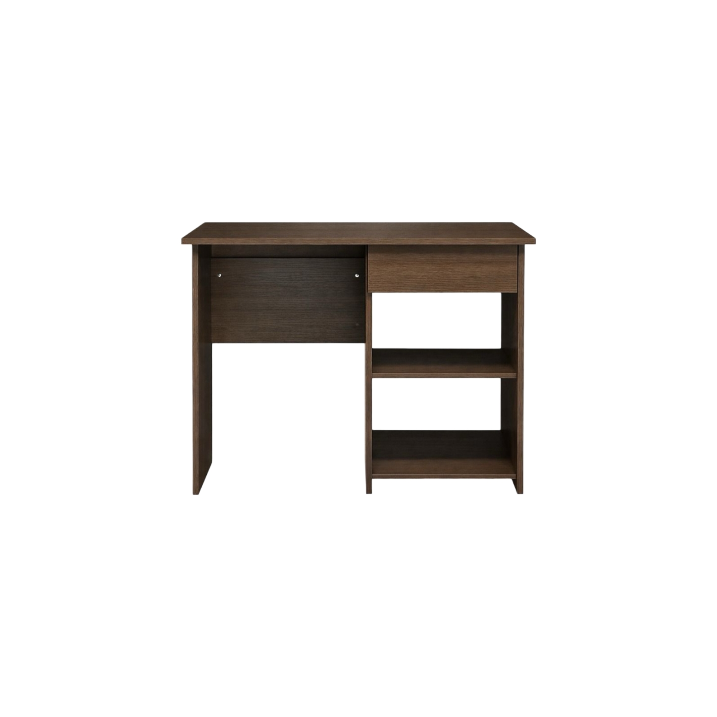 Dark Brown Desk with Side Shelves 