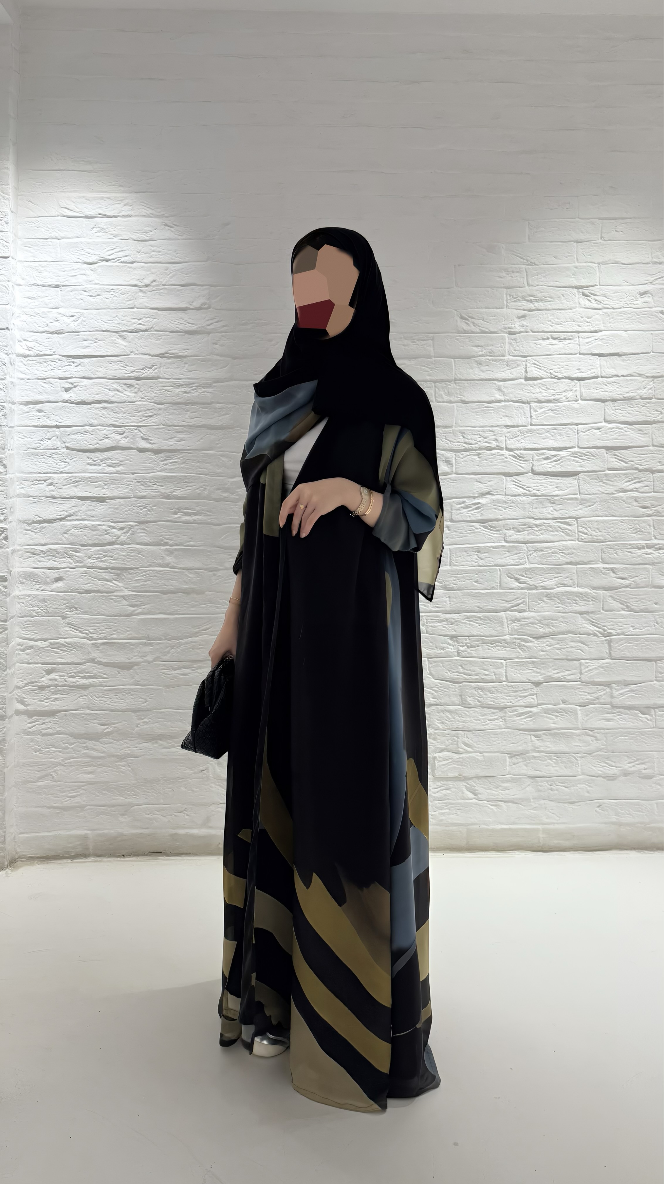 عباية شيفون مطبوع قصة A-line