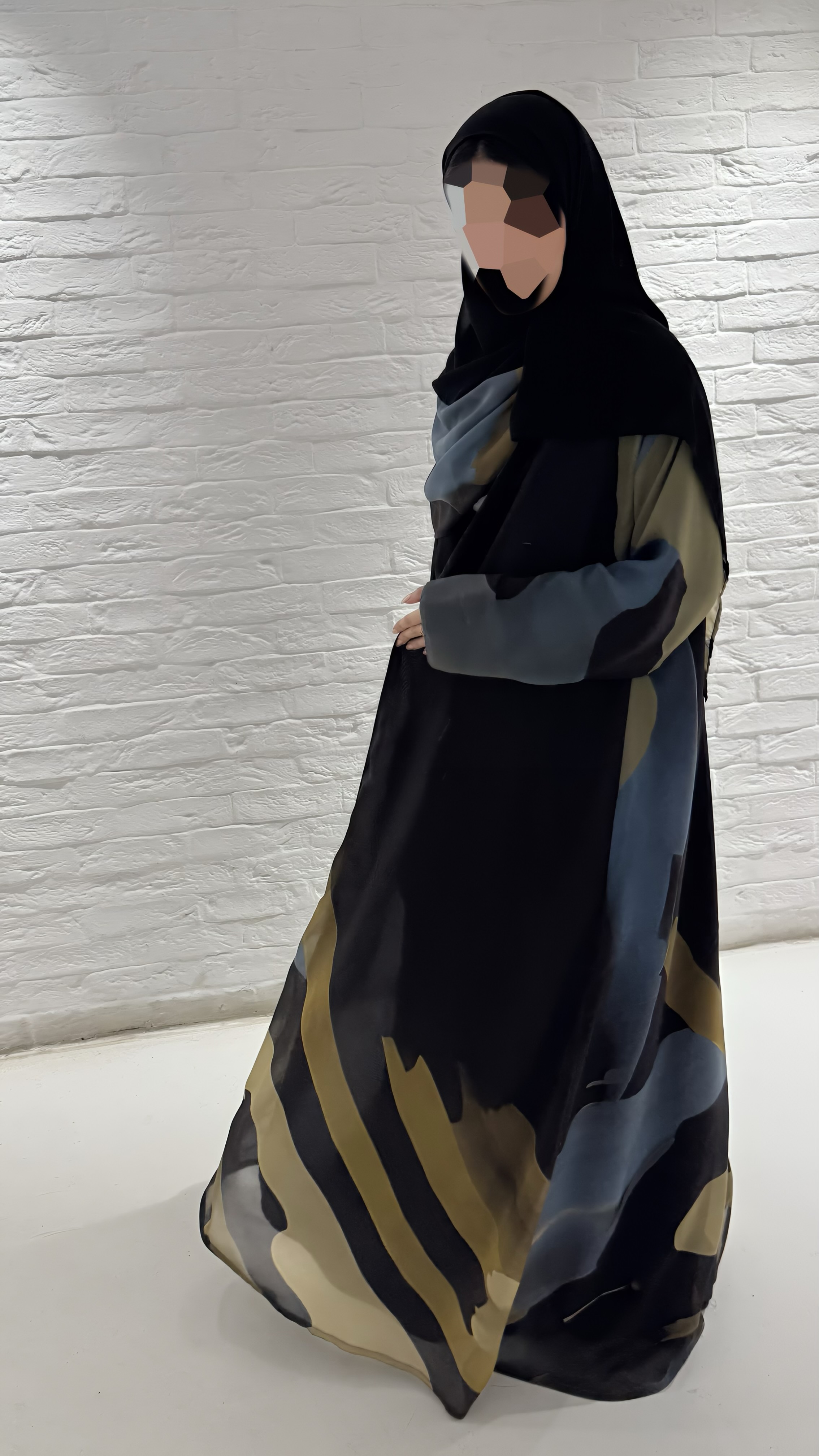 عباية شيفون مطبوع قصة A-line