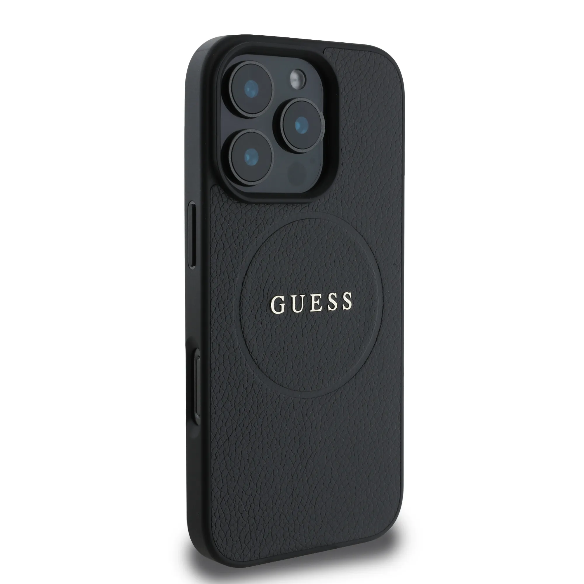 Guess iPhone 16 Pro Max MagSafe Leather Case with Ring - Black