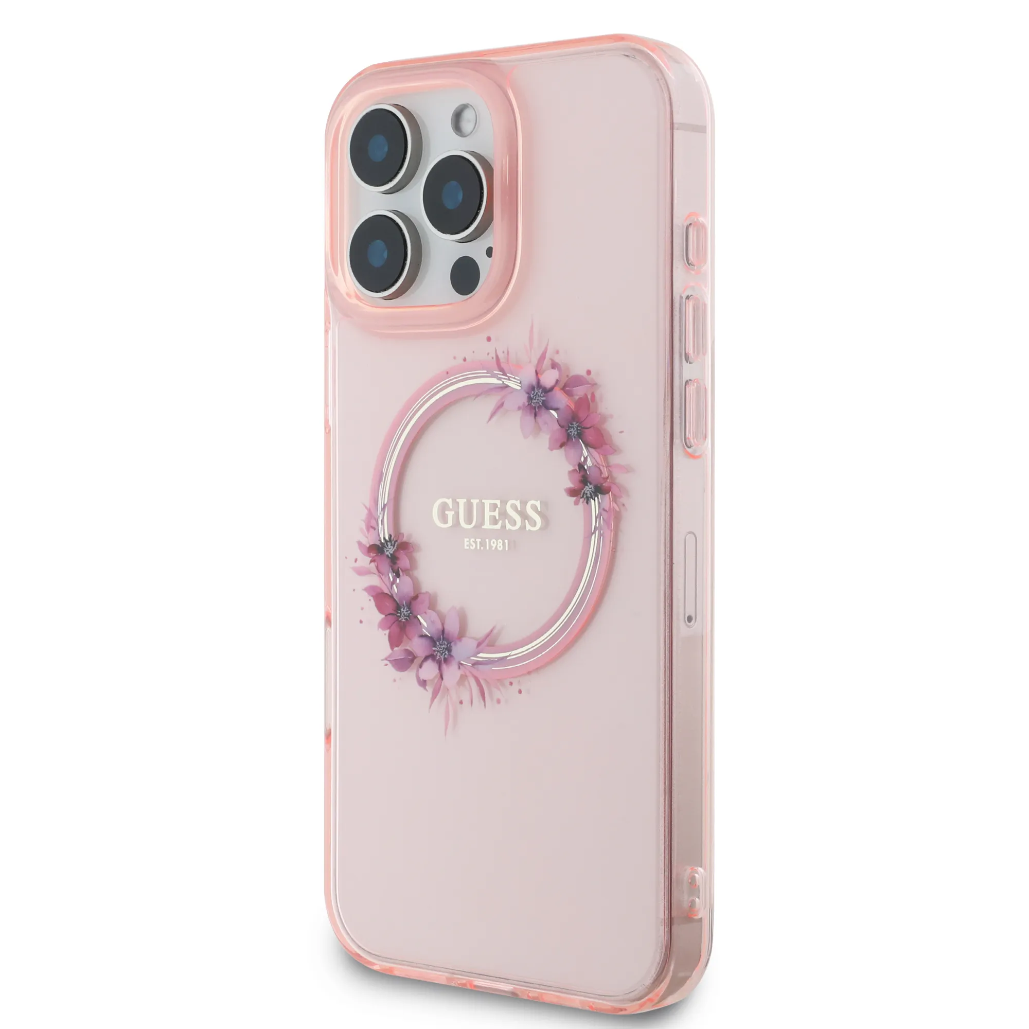 Guess iPhone 16 Pro Max MagSafe Case Floral Wreath Design