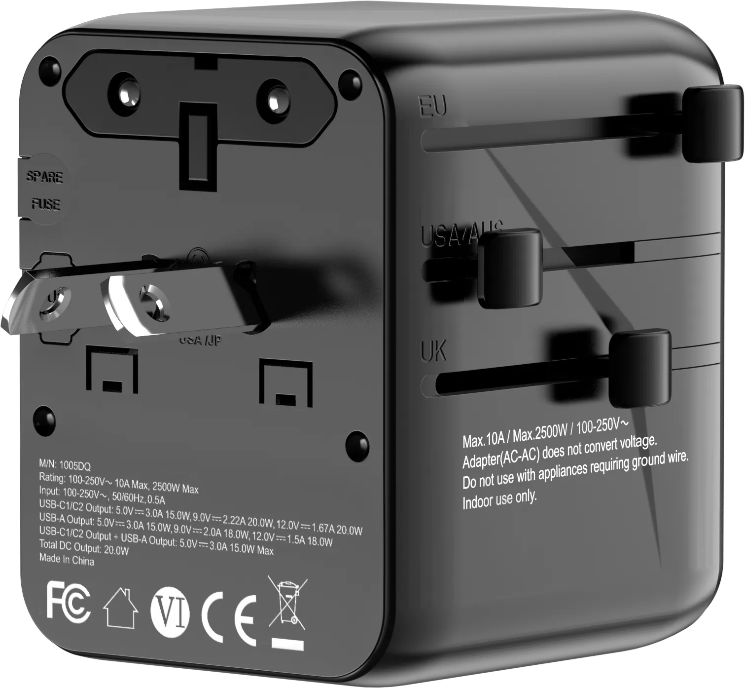 Porodo Universal Travel GaN Quick Charger - Black