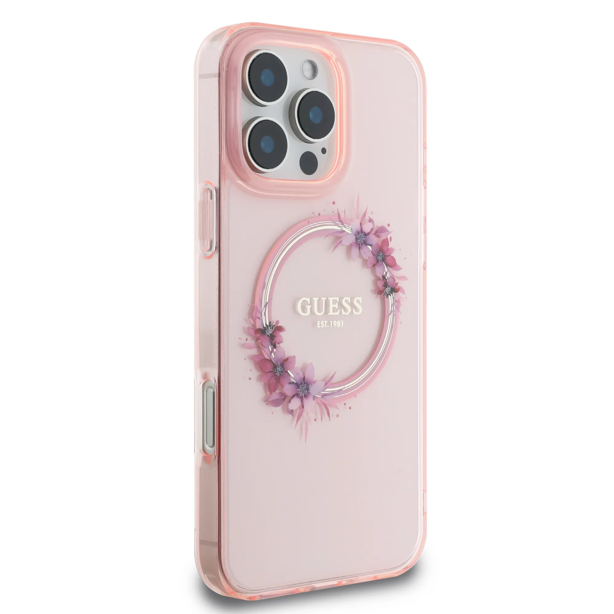 Guess iPhone 16 Pro Max MagSafe Case Floral Wreath Design
