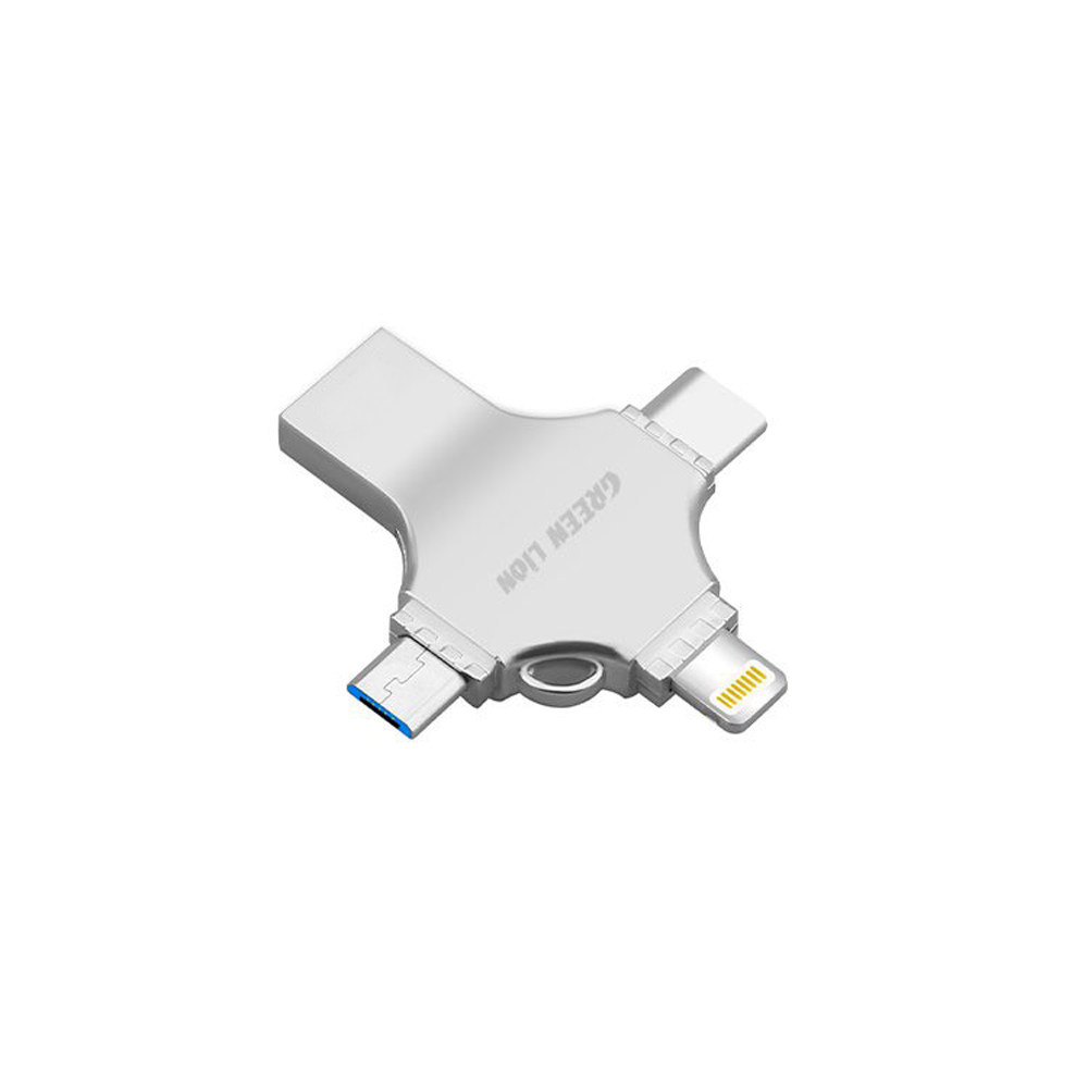 Green Lion 4-in-1 USB Flash Drive - Silver