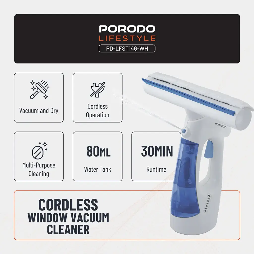 Porodo Lifestyle Handheld Window Cleaner - White