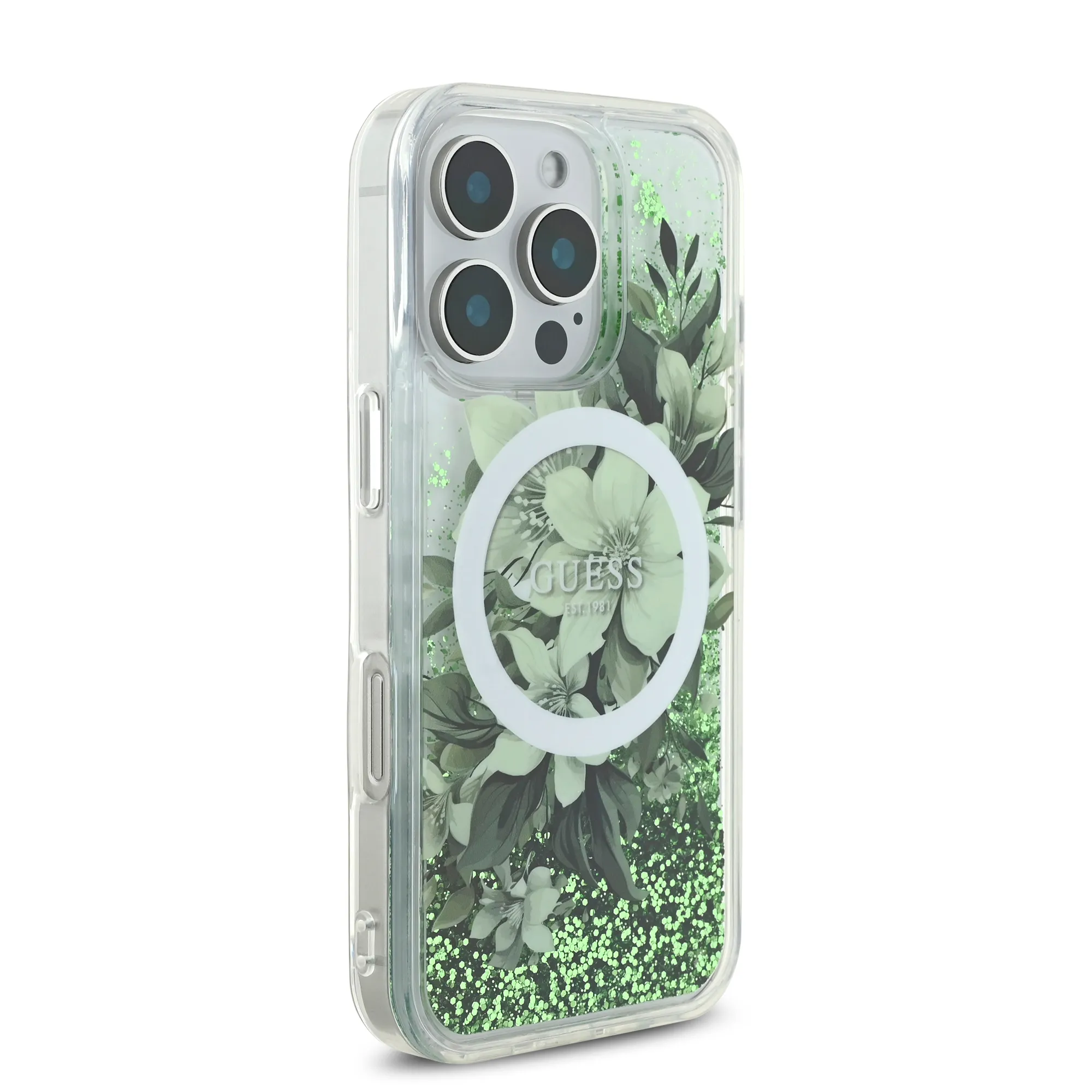 Guess iPhone 16 Pro Max MagSafe Case with Floral Design