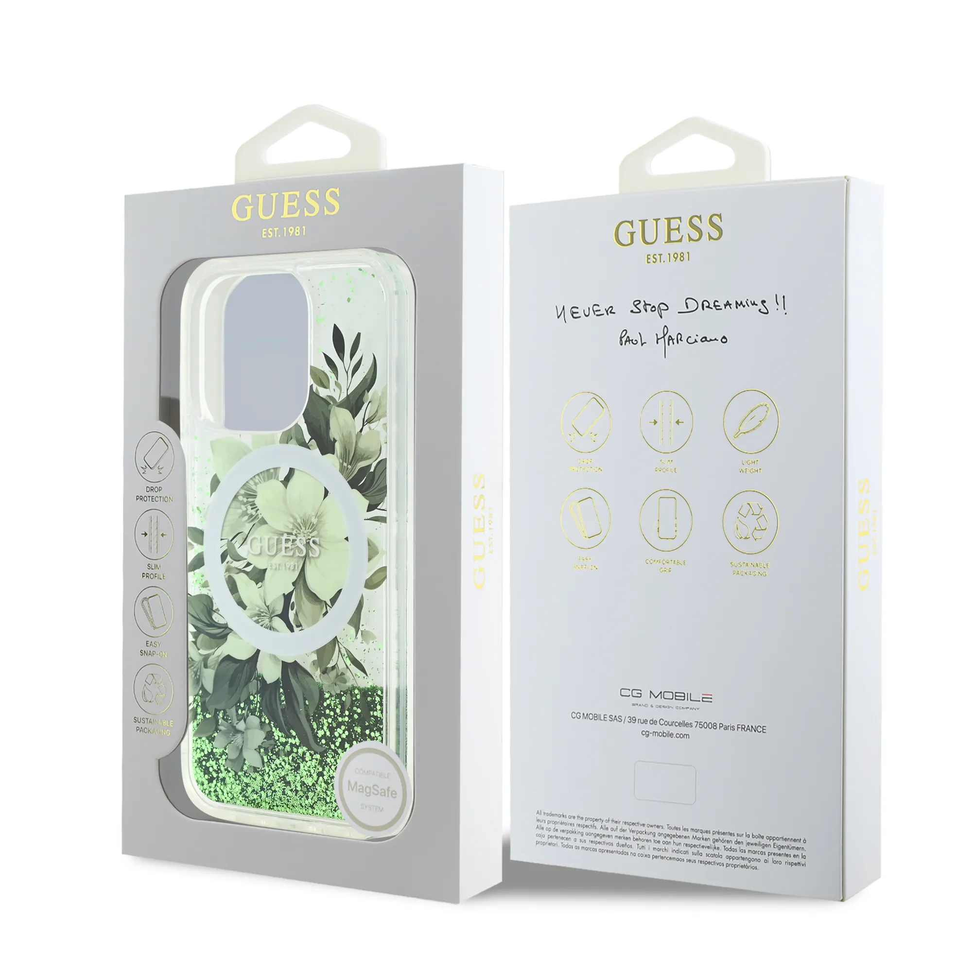 Guess iPhone 16 Pro Max MagSafe Case with Floral Design