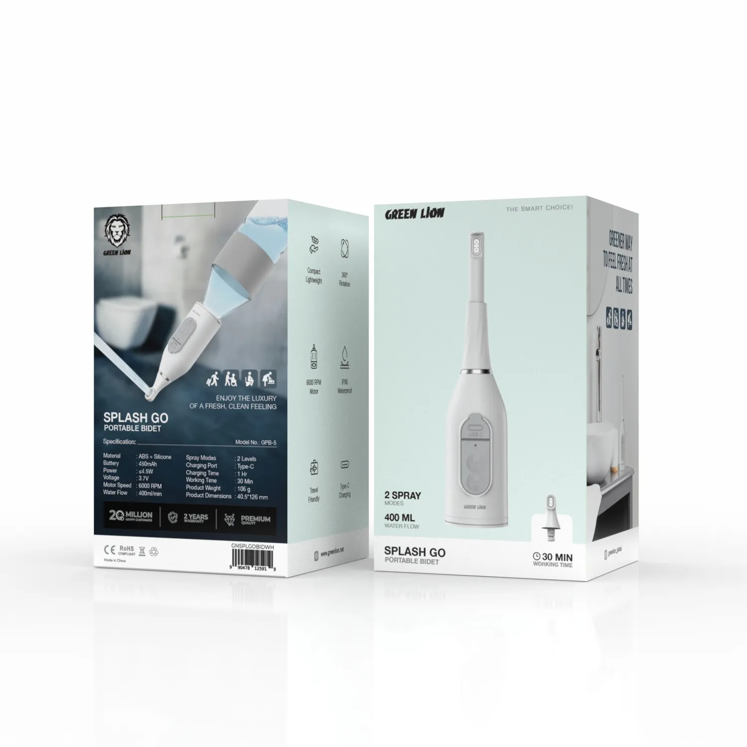 Green Lion Splash Go Portable Bidet - White