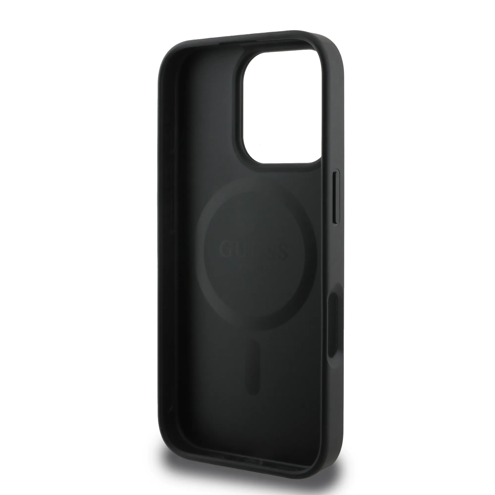 Guess iPhone 16 Pro Max MagSafe Leather Case with Ring - Black