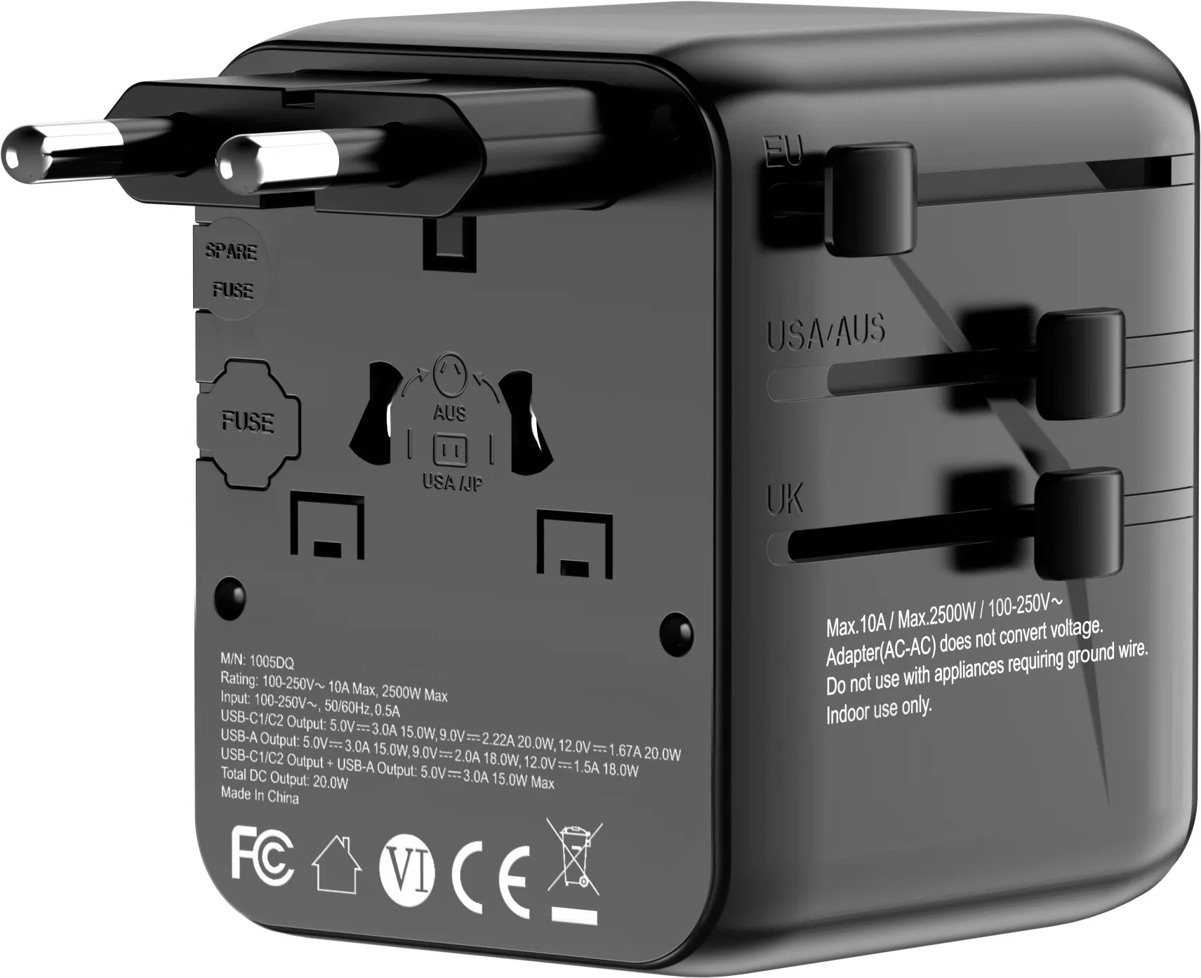 Porodo Universal Travel GaN Quick Charger - Black