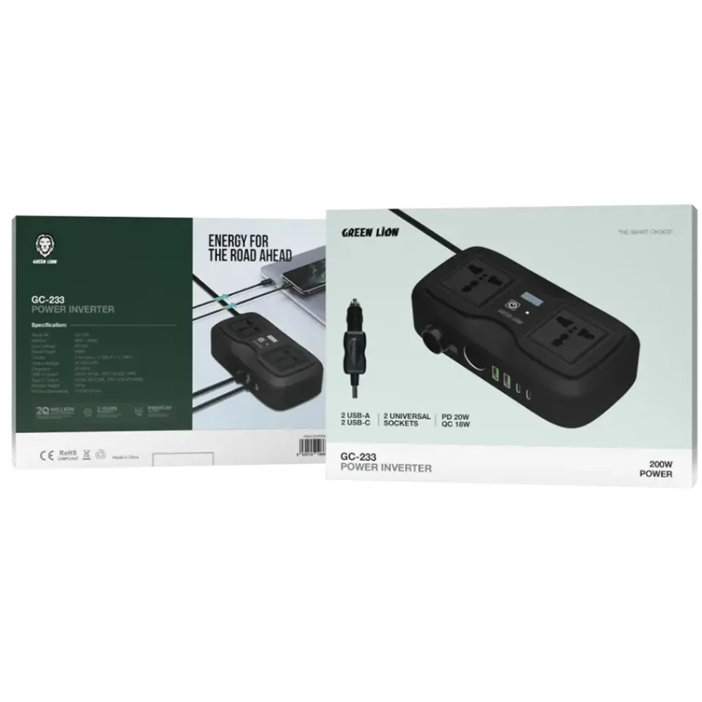 Green Lion GC-233 Power Inverter - Black