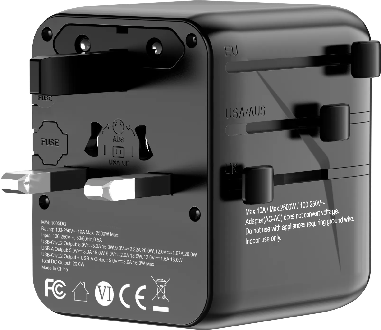 Porodo Universal Travel GaN Quick Charger - Black