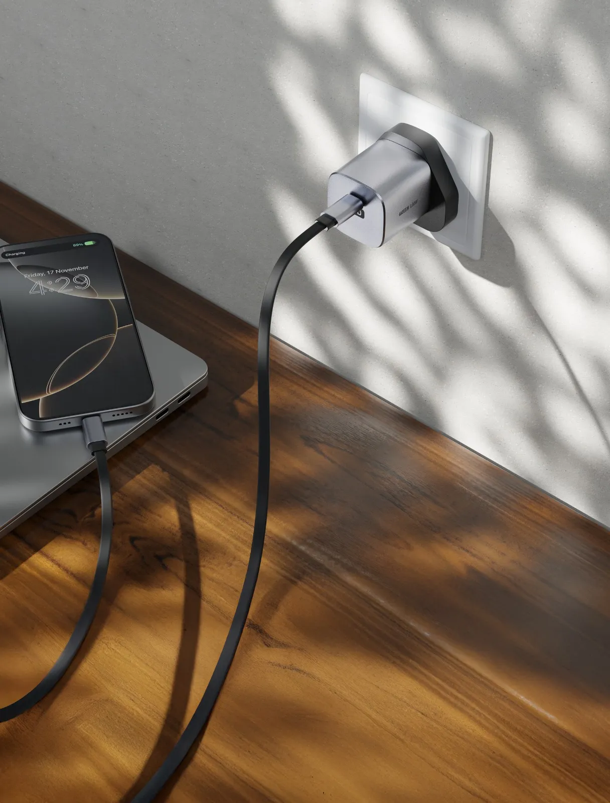 Green Lion Premium Series UK Plug Wall Charger 20W - Gray