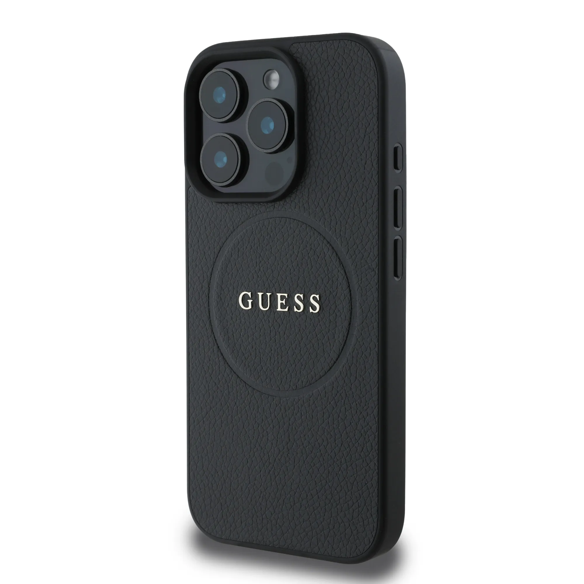Guess iPhone 16 Pro Max MagSafe Leather Case with Ring - Black