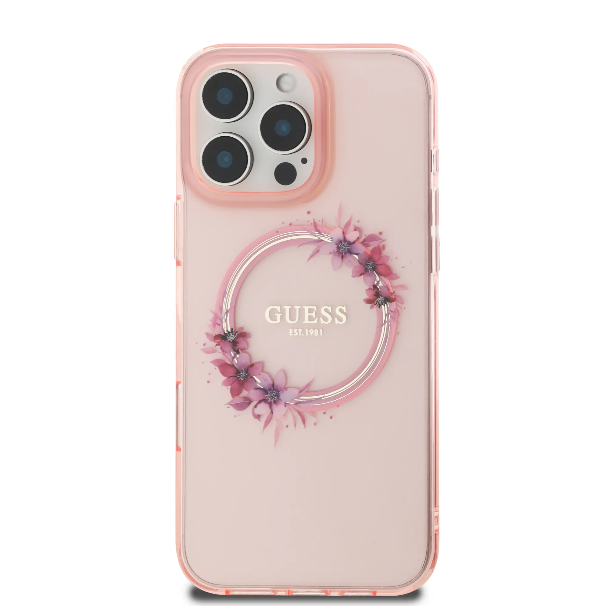 Guess iPhone 16 Pro Max MagSafe Case Floral Wreath Design