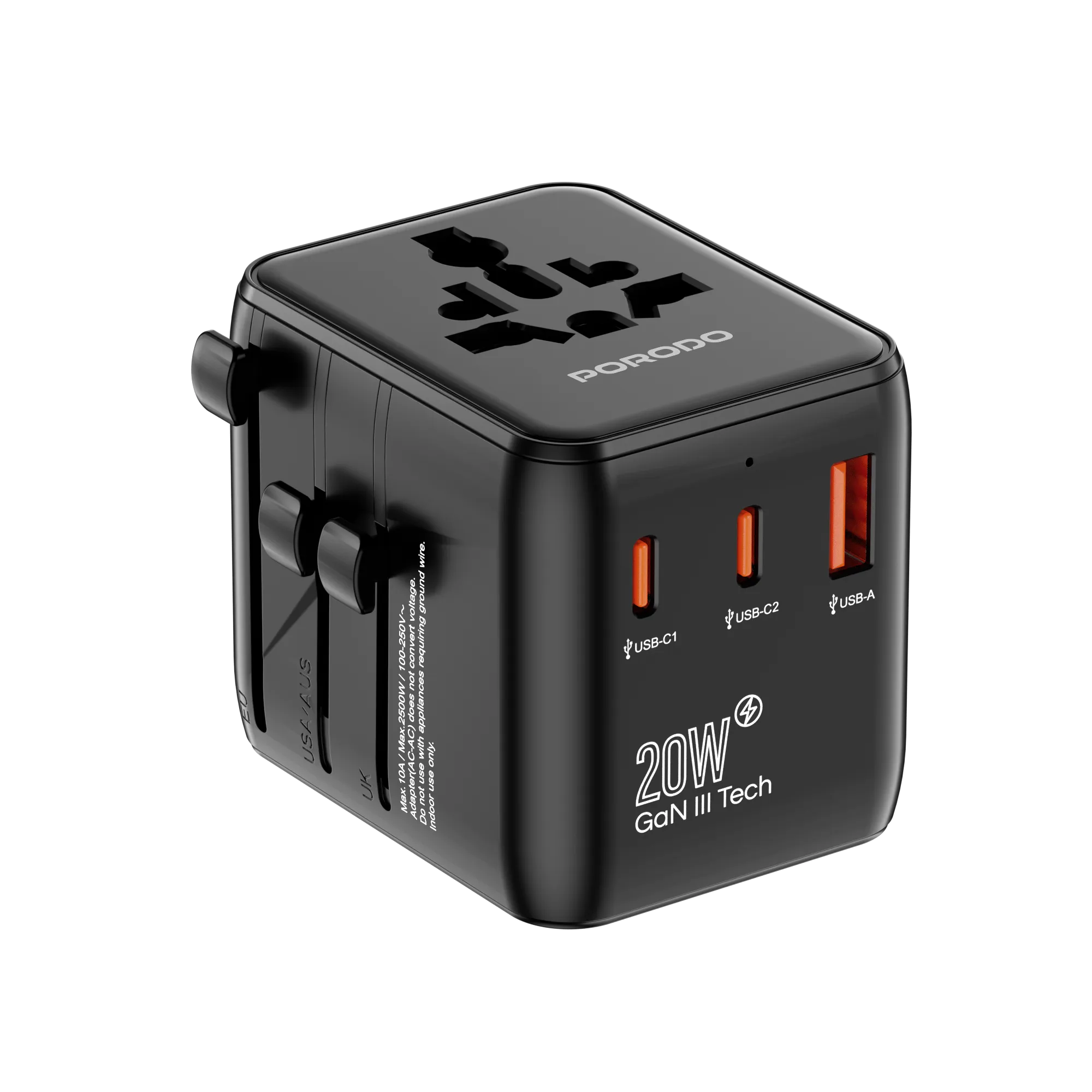Porodo Universal Travel GaN Quick Charger - Black