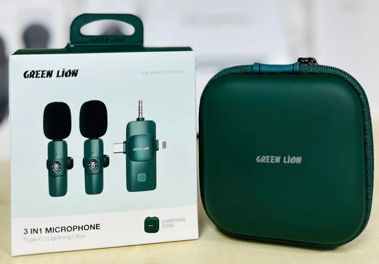 Green Lion 3 IN 1 Microphone Type-C / Lightning / Aux - Green