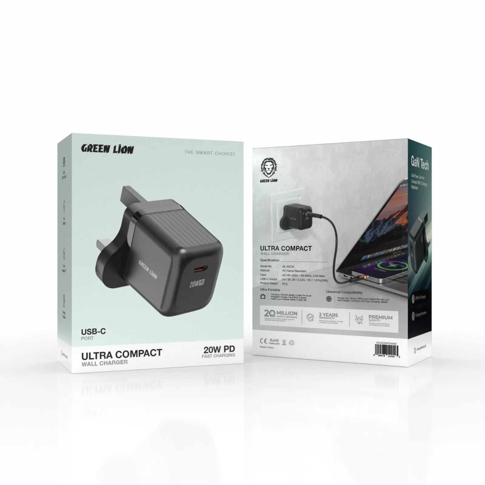 Green Lion Ultra Compact GaN Wall Charger USB-C 20W