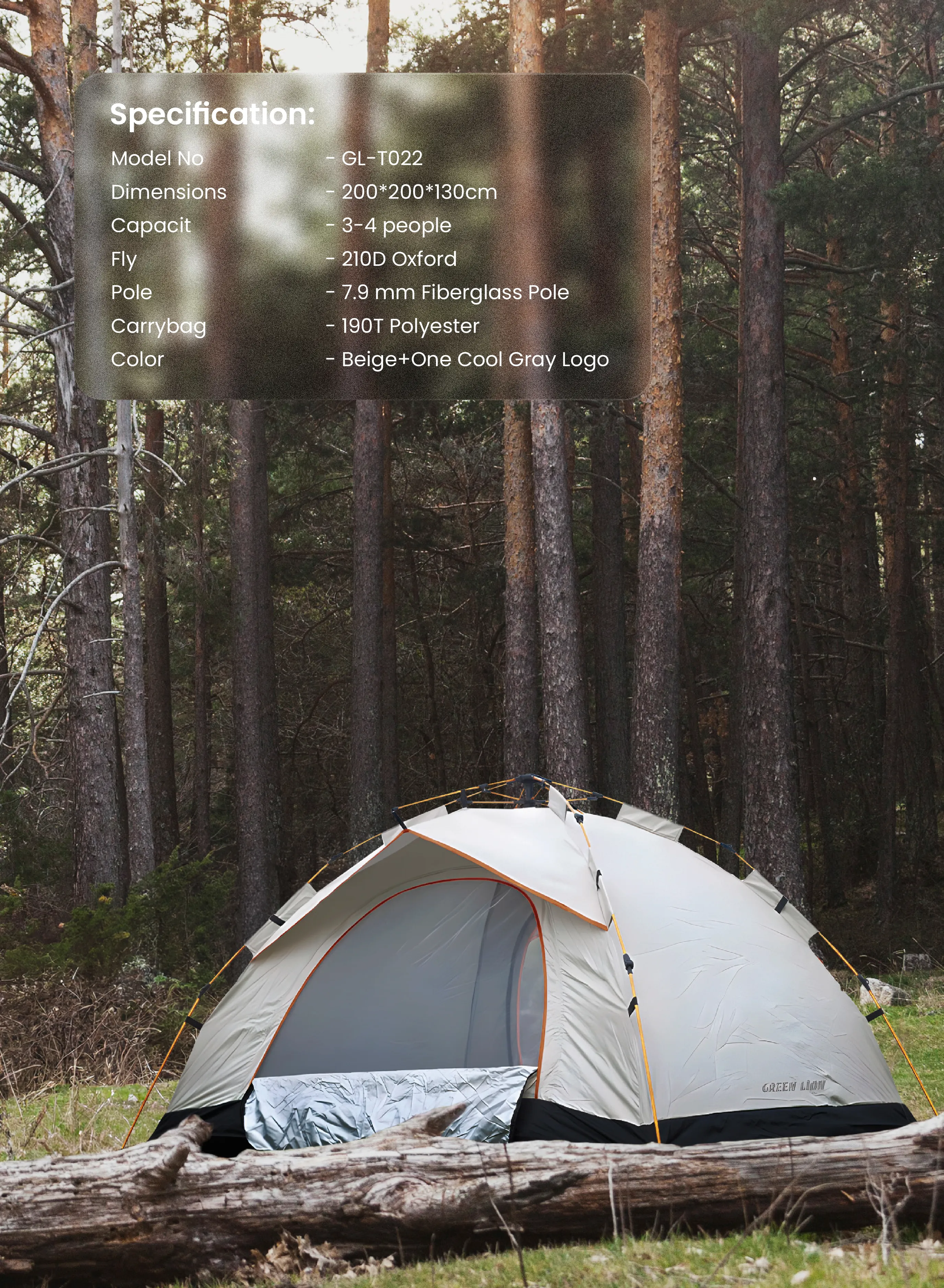 Green Lion GT-3 Camping Tent - Biege