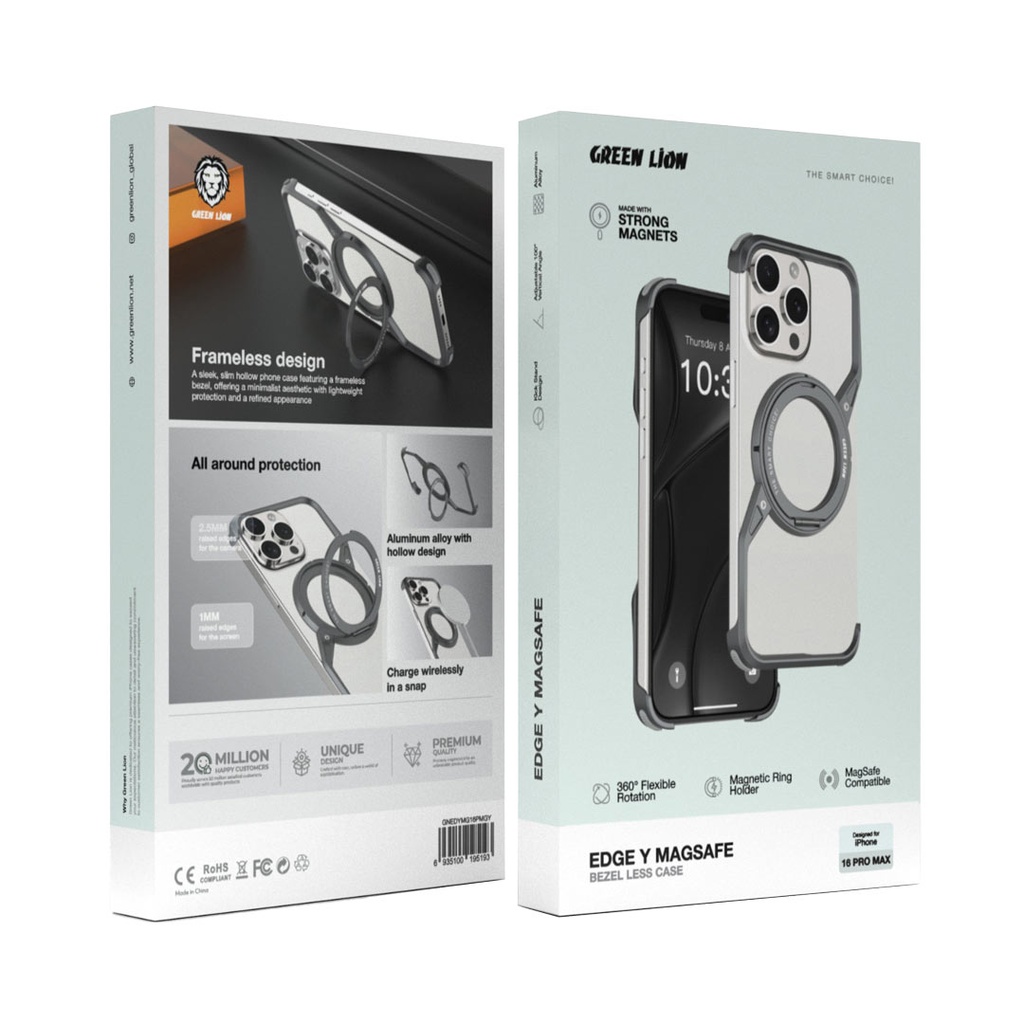 Green Lion Edge Y MagSafe Bezel Less Case for iPhone 16 Pro Max/Pro