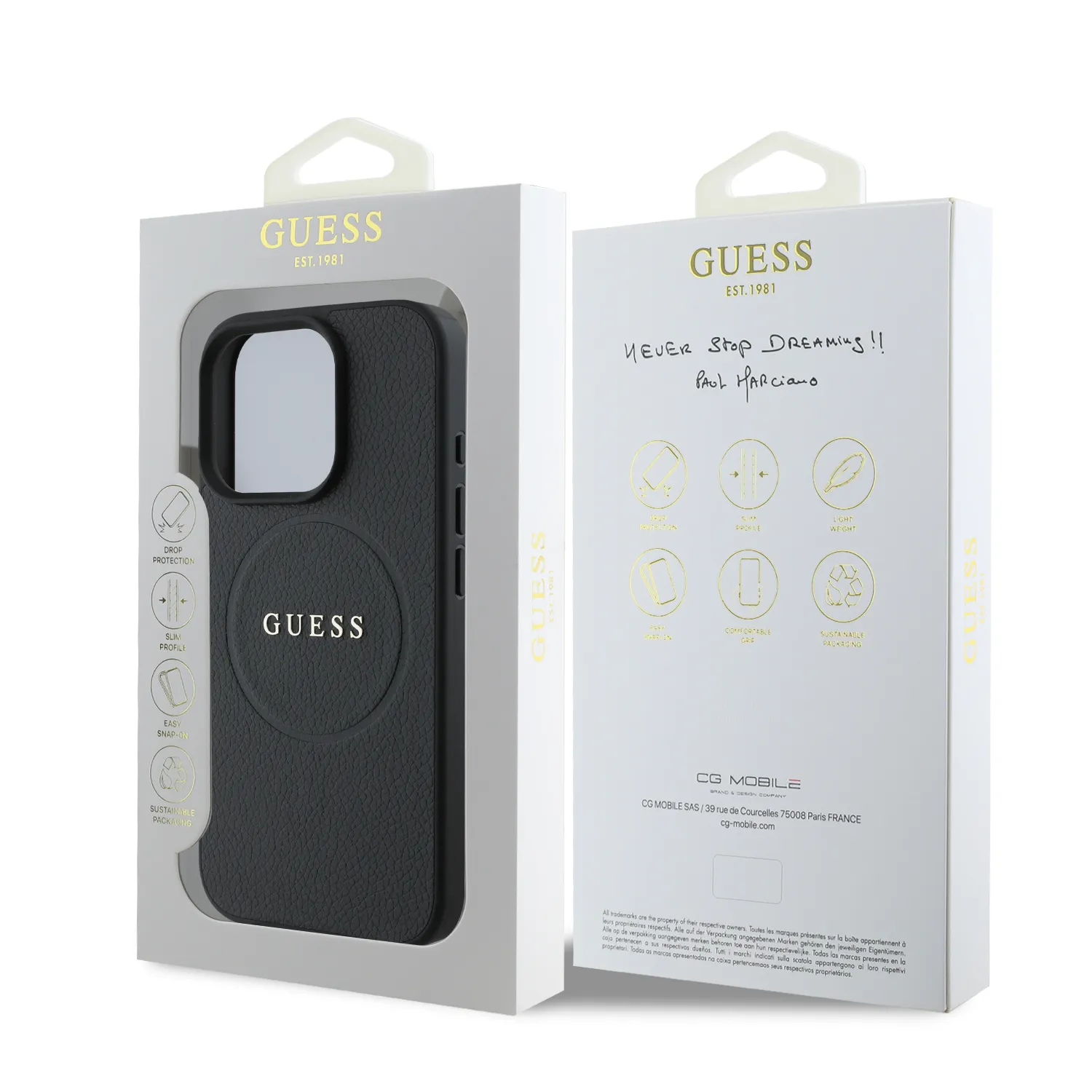 Guess iPhone 16 Pro Max MagSafe Leather Case with Ring - Black