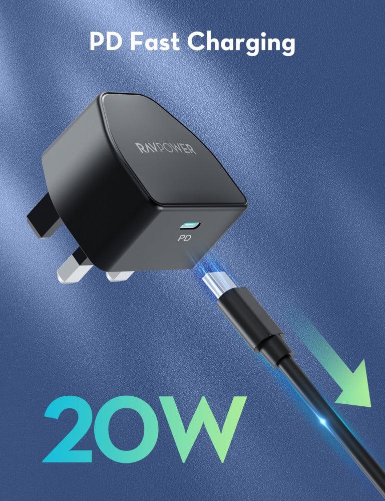 RAVPower 20W Type-C Wall Plug Black