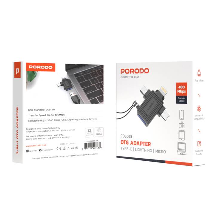 Porodo OTG Adapter - Black