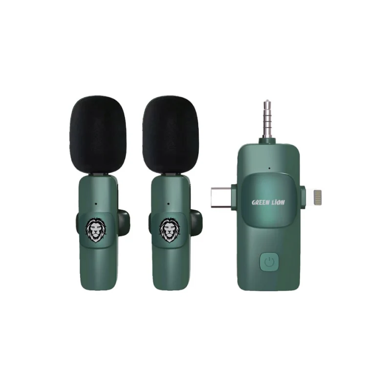 Green Lion 3 IN 1 Microphone Type-C / Lightning / Aux - Green