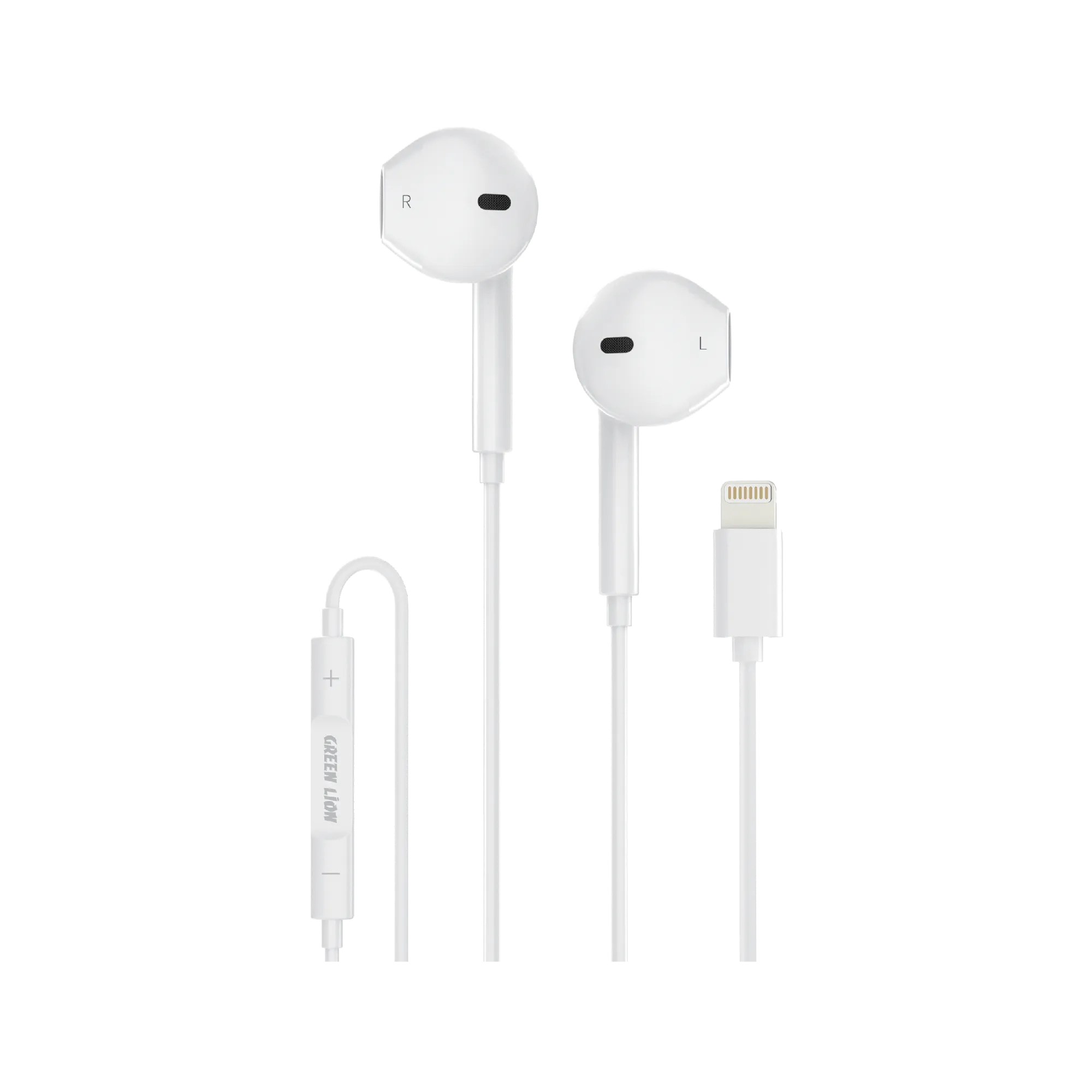 Green Lion Wired Stereo Earphones with Lightning Connector White