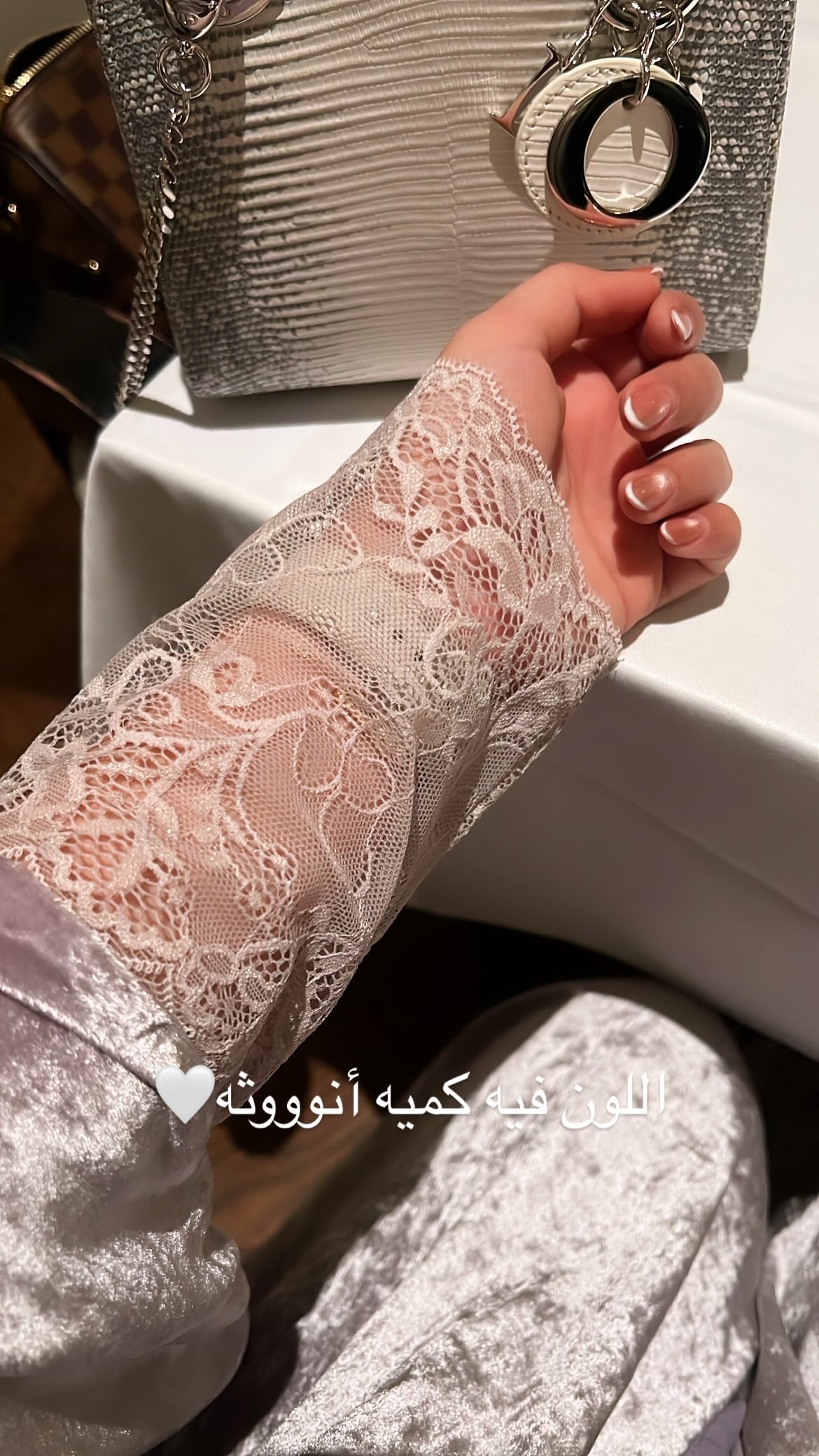 A very light purple with lace 