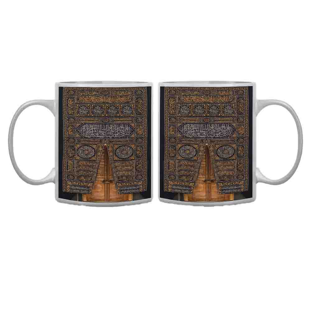 Image of ceramic mug with golden Kaaba curtain design | Alhareri Store