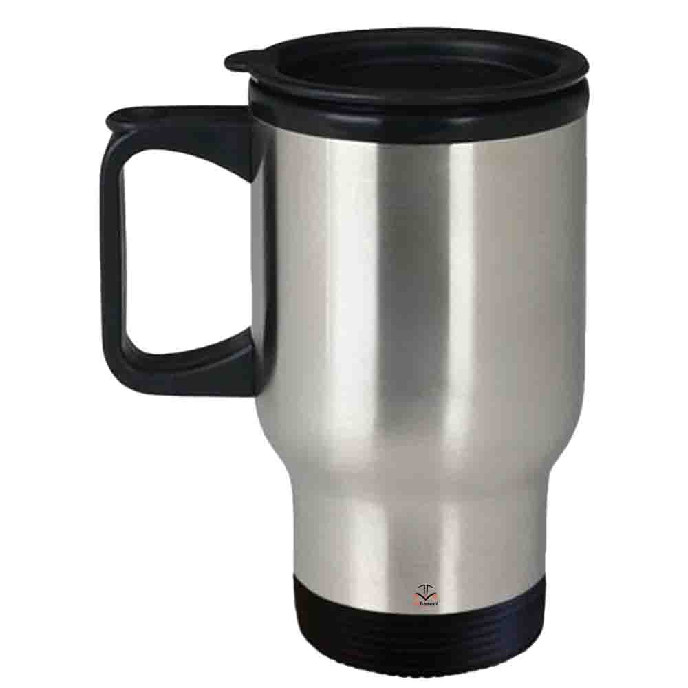 Image of silver stainless steel thermal mug ready for heat printing | Alhareri Store