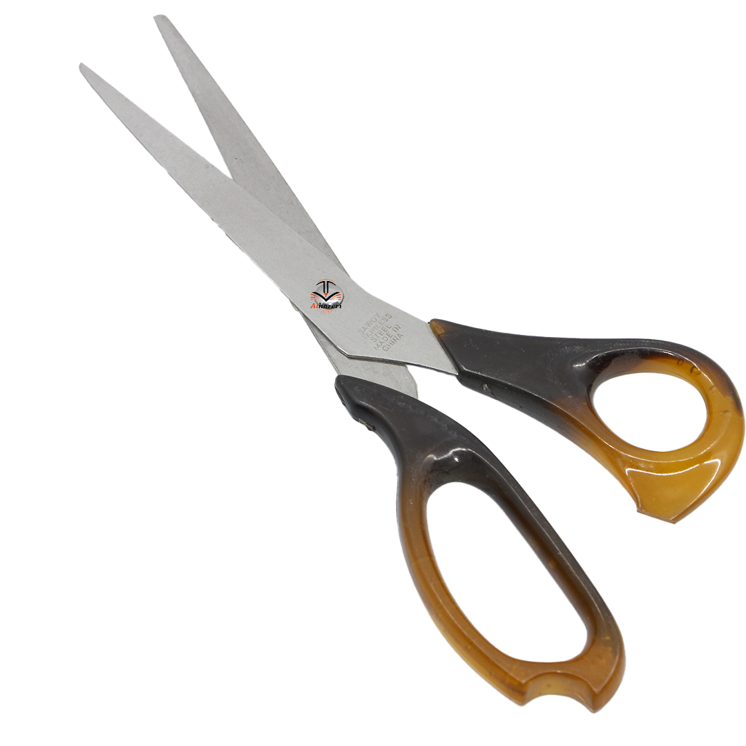 Economical metal scissors large brown plastic handle