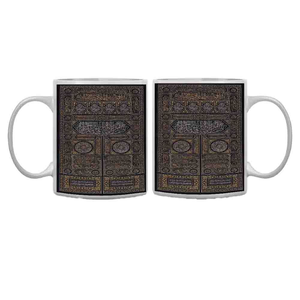 Image of ceramic mug with embroidered Kaaba curtain design | Alhareri Store