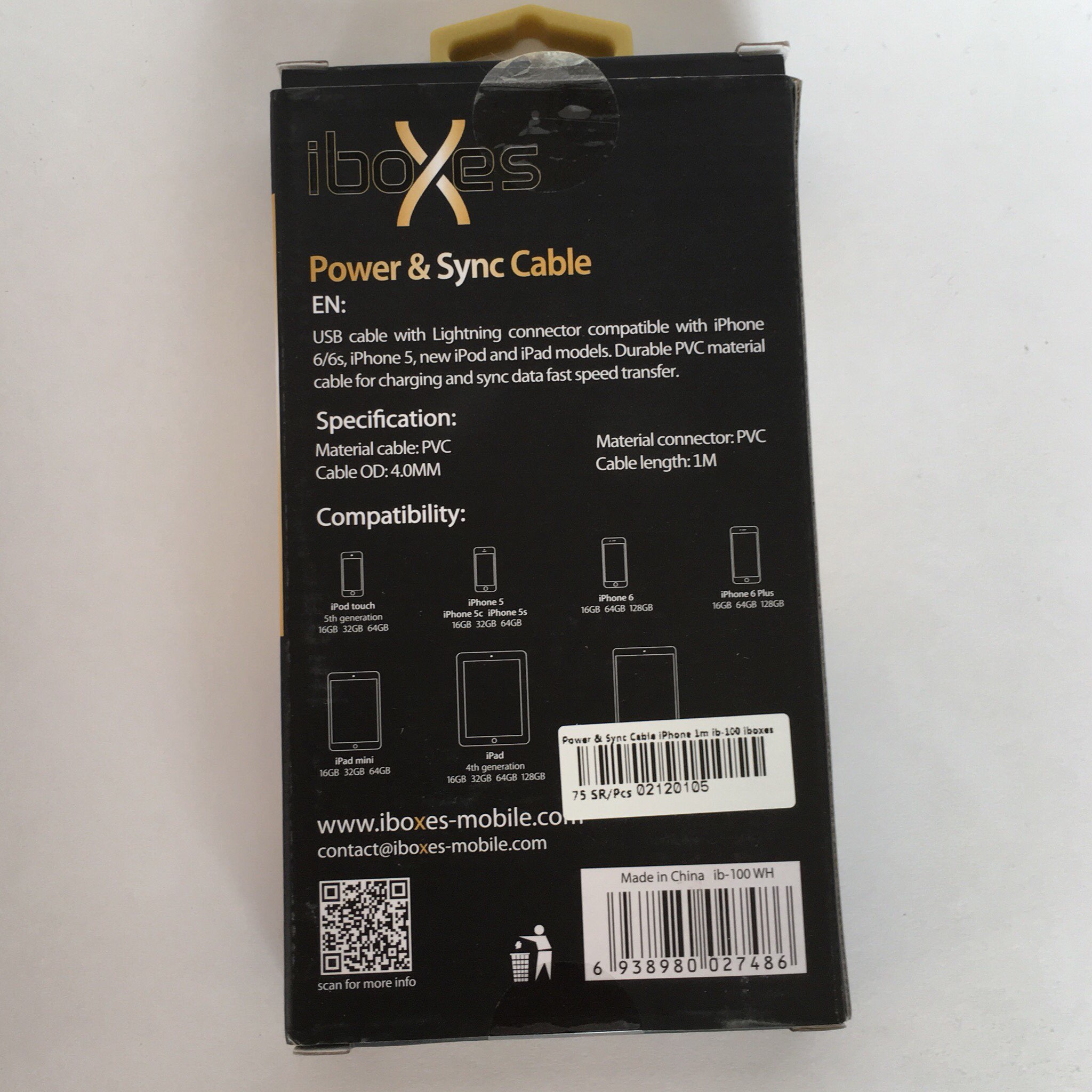 نسخة من كابل شحن PVC لهواتف الايفون 3 متر iboxes