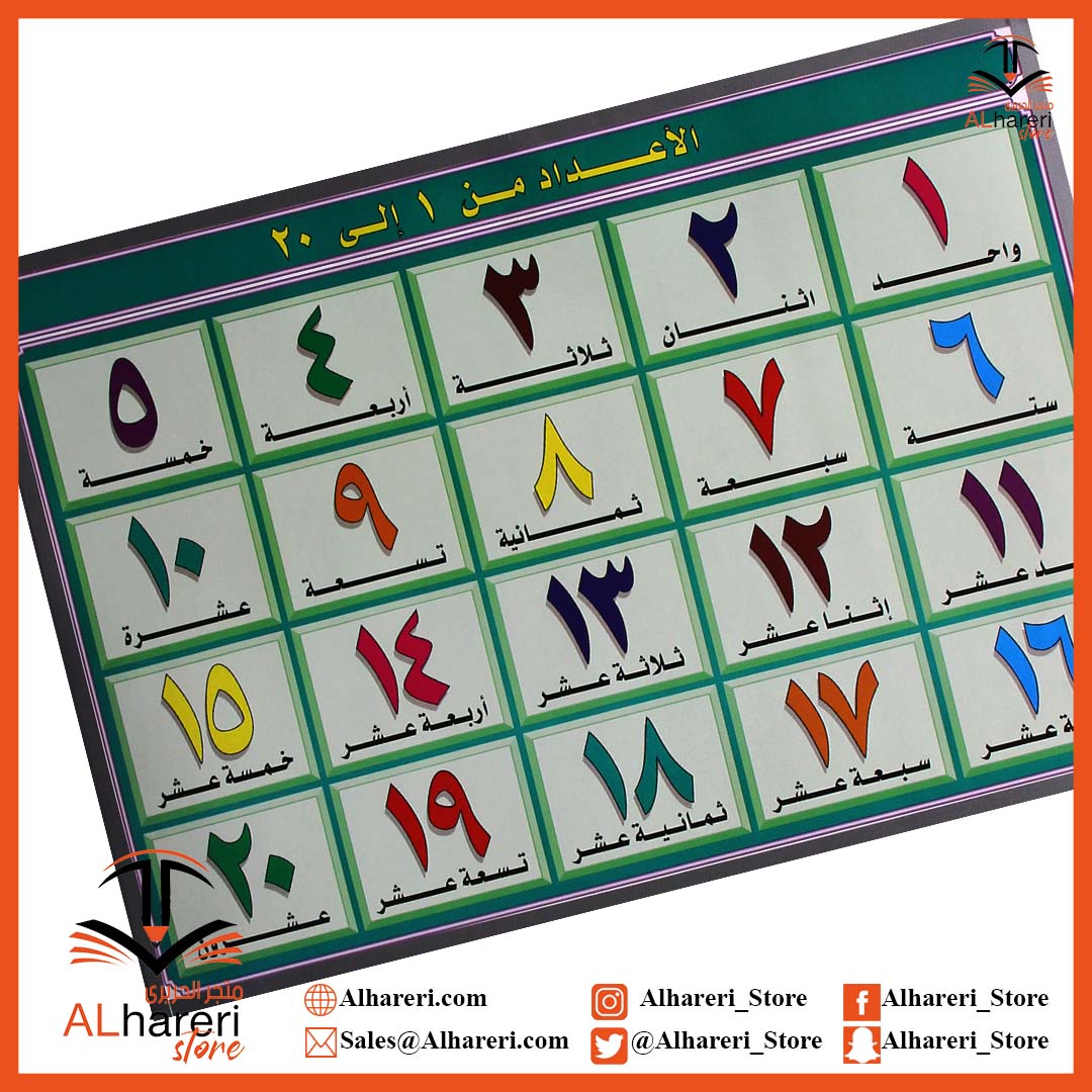 صورة وسيلة تعليمية الارقام بالعربي الى 20 | متجر  الحريري