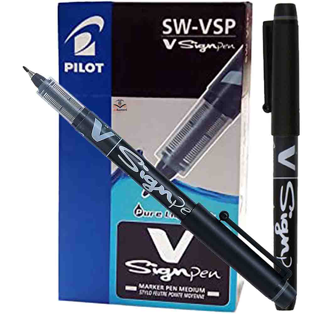 Image of PILOT V-SIGN SW-VSP Black Ink Signature Fountain Pen | Dozen 12 Pens | Alhareri Store