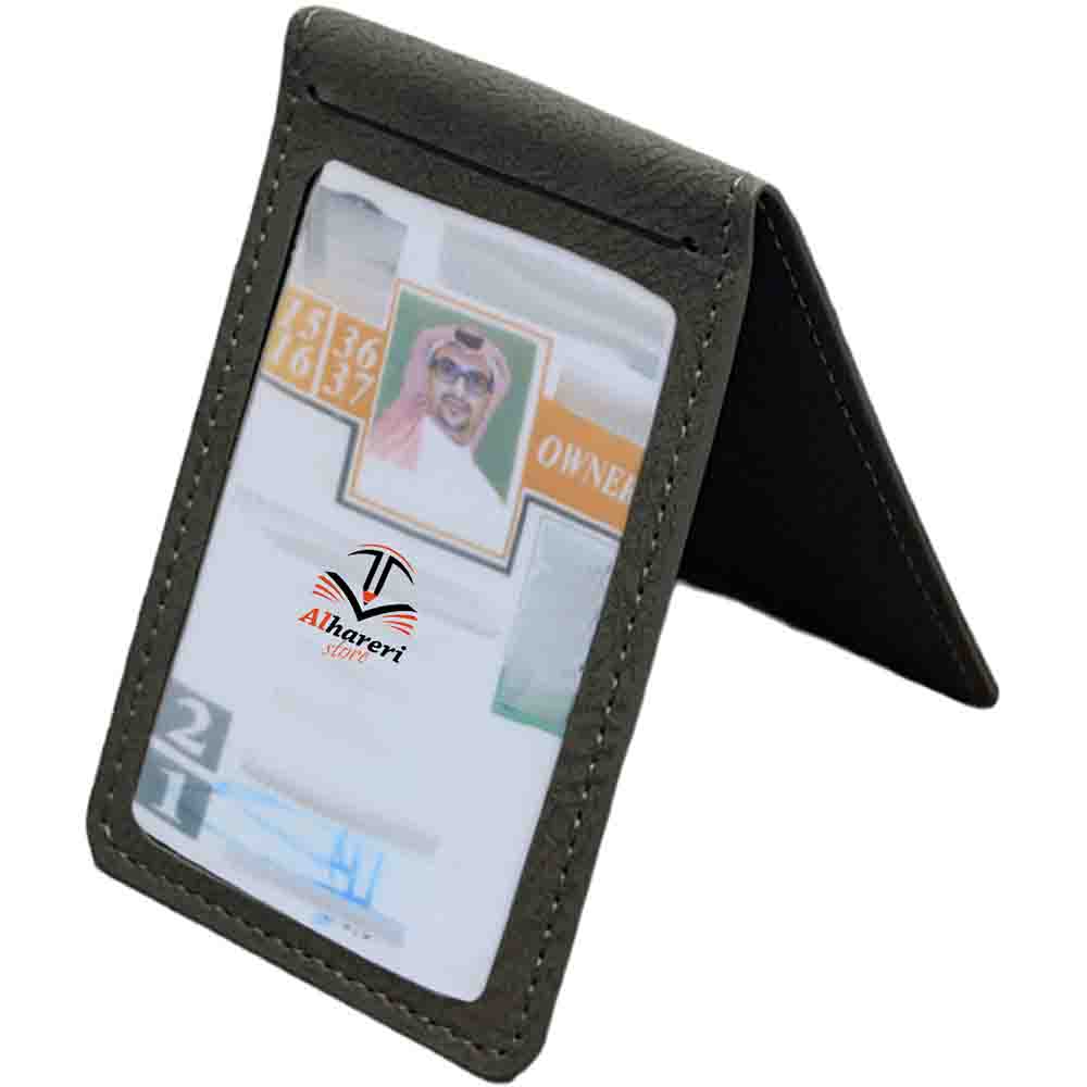 Image of Magnetic Vertical Card Holder Velvet Gray | Alhareri Store