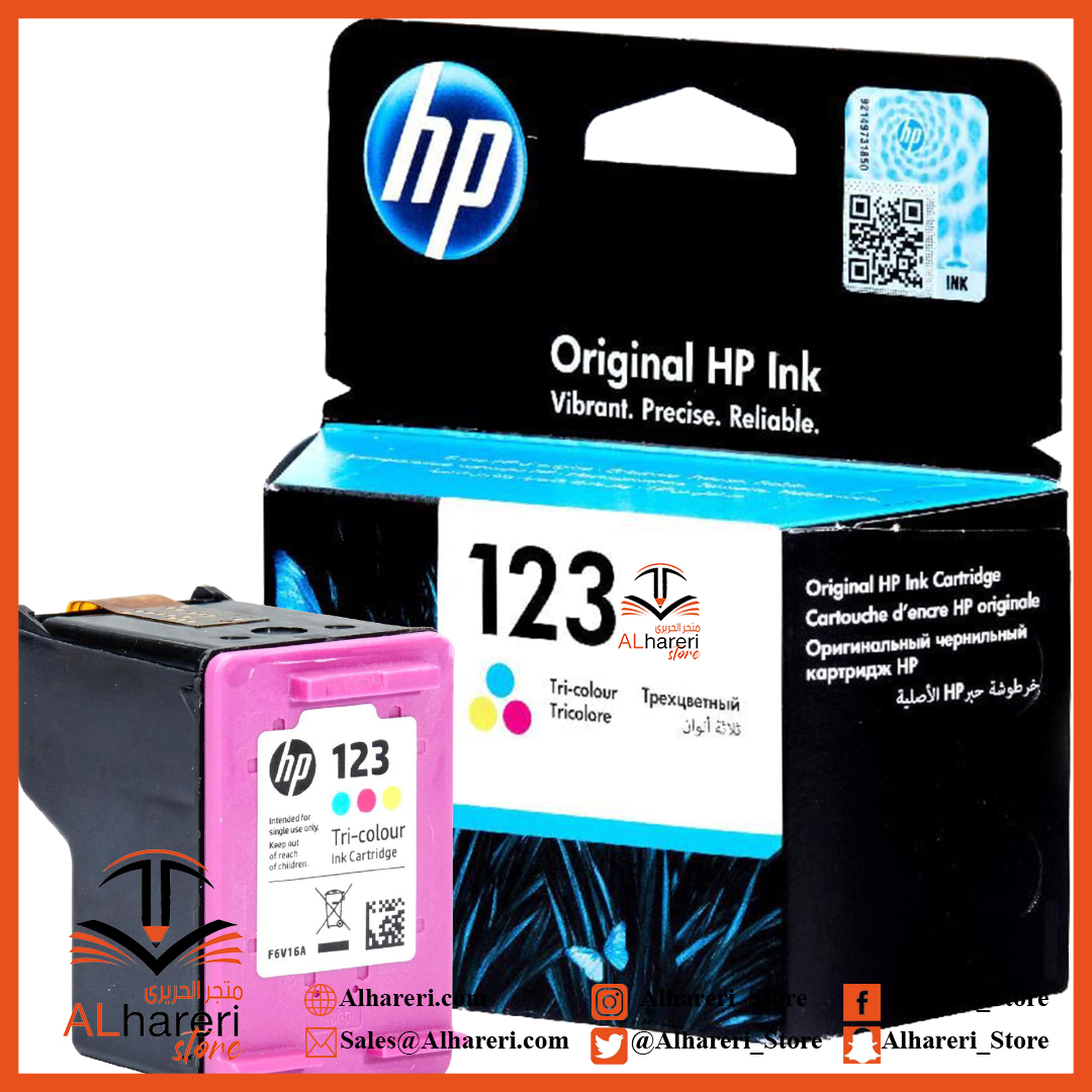 صورة خرطوشة حبر طابعة اتش بي HP 123 ملون | متجر  الحريري