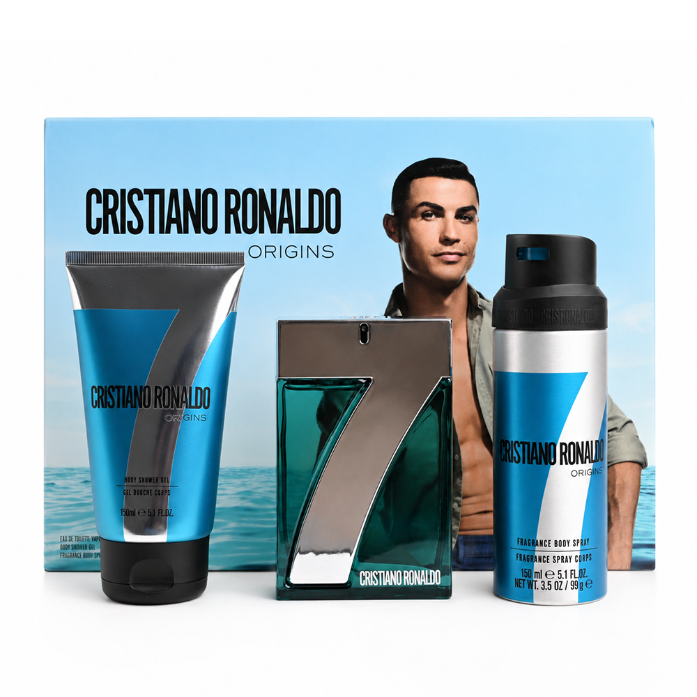 طقم CR7 اوريجينز رجالي عطر 100 مل +  جل 150مل + بخاخ 150م