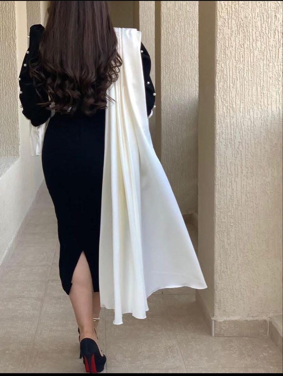  فستان سهرة كريب استرتش  ميدي  