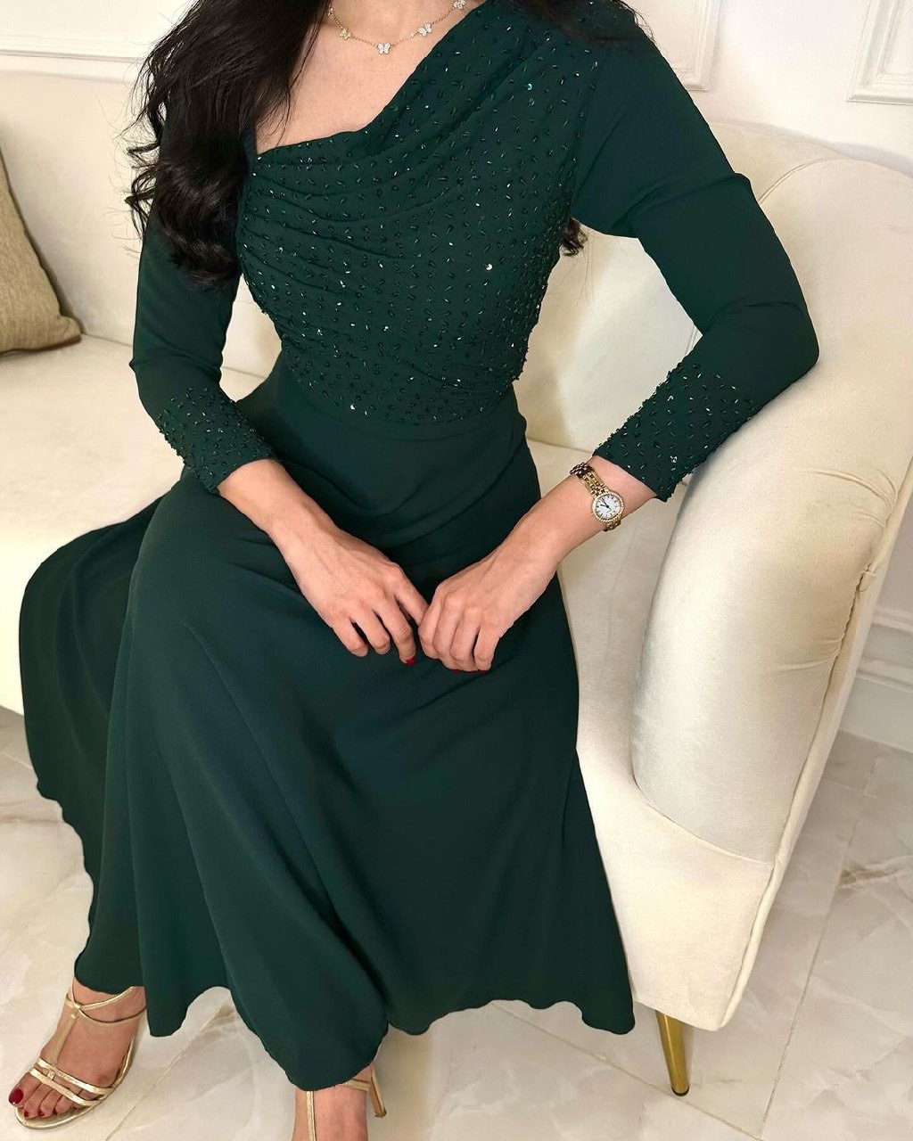  فستان سهرة زيتي كريستال  