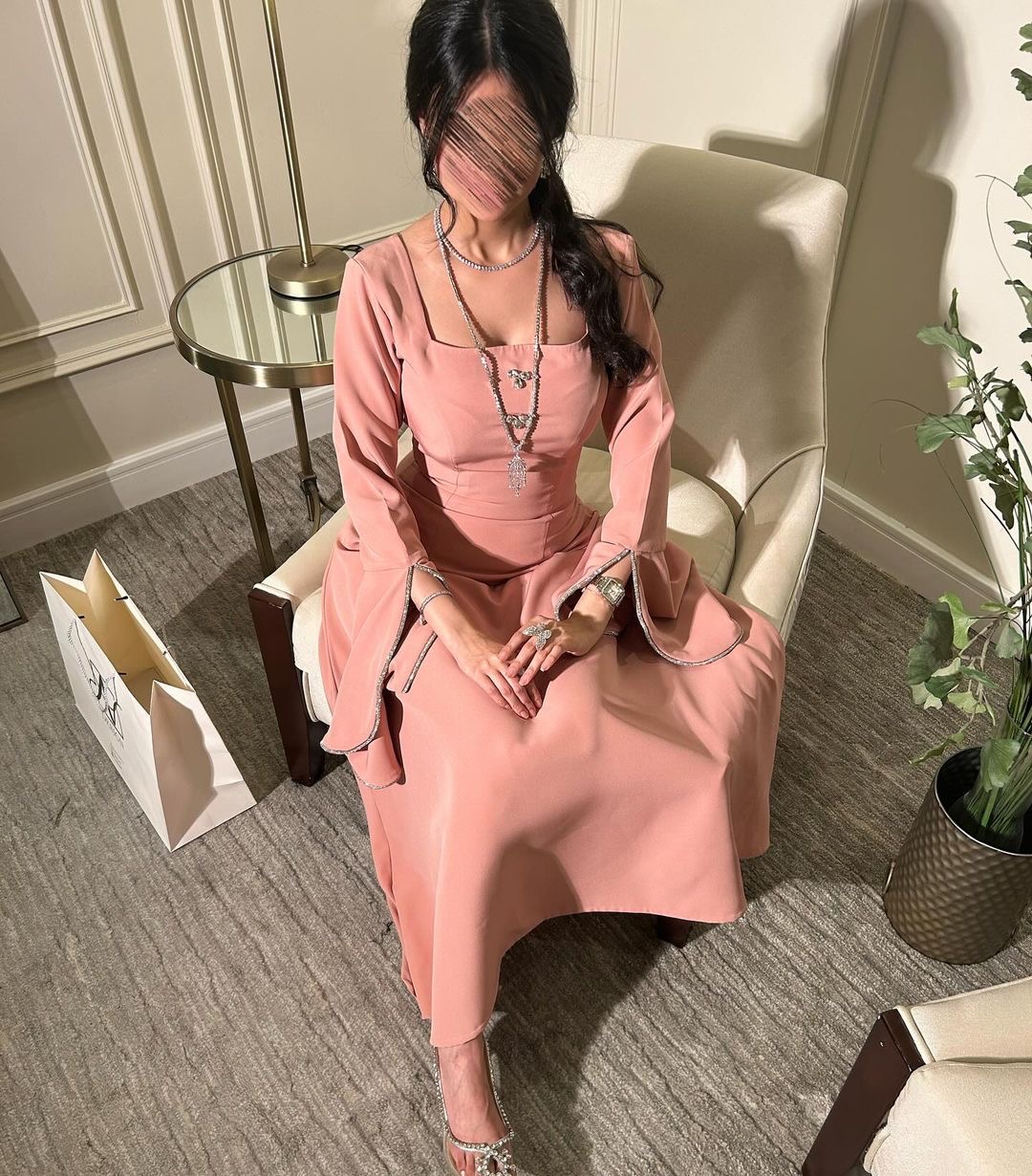  فستان سهرة كريب استرتش كلوش  