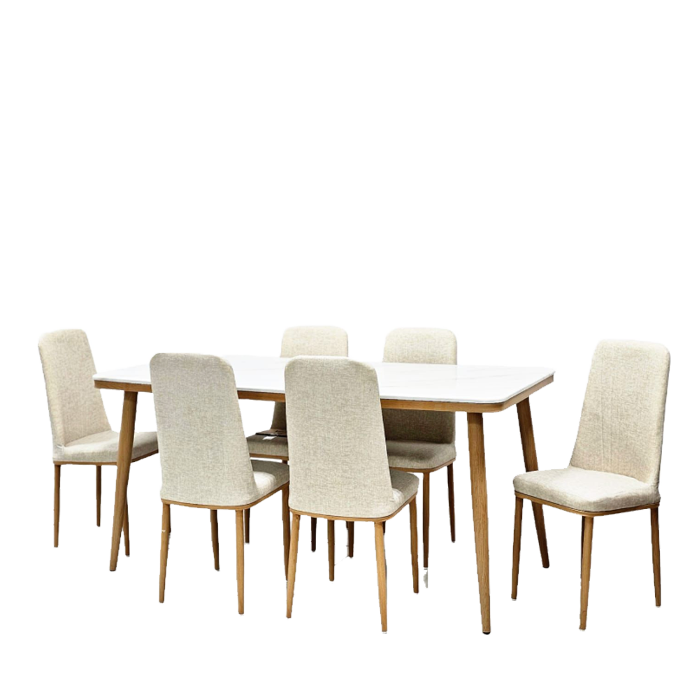  طاولة طعام رخام 6 كراسي مقاس75 *90*150 سم 