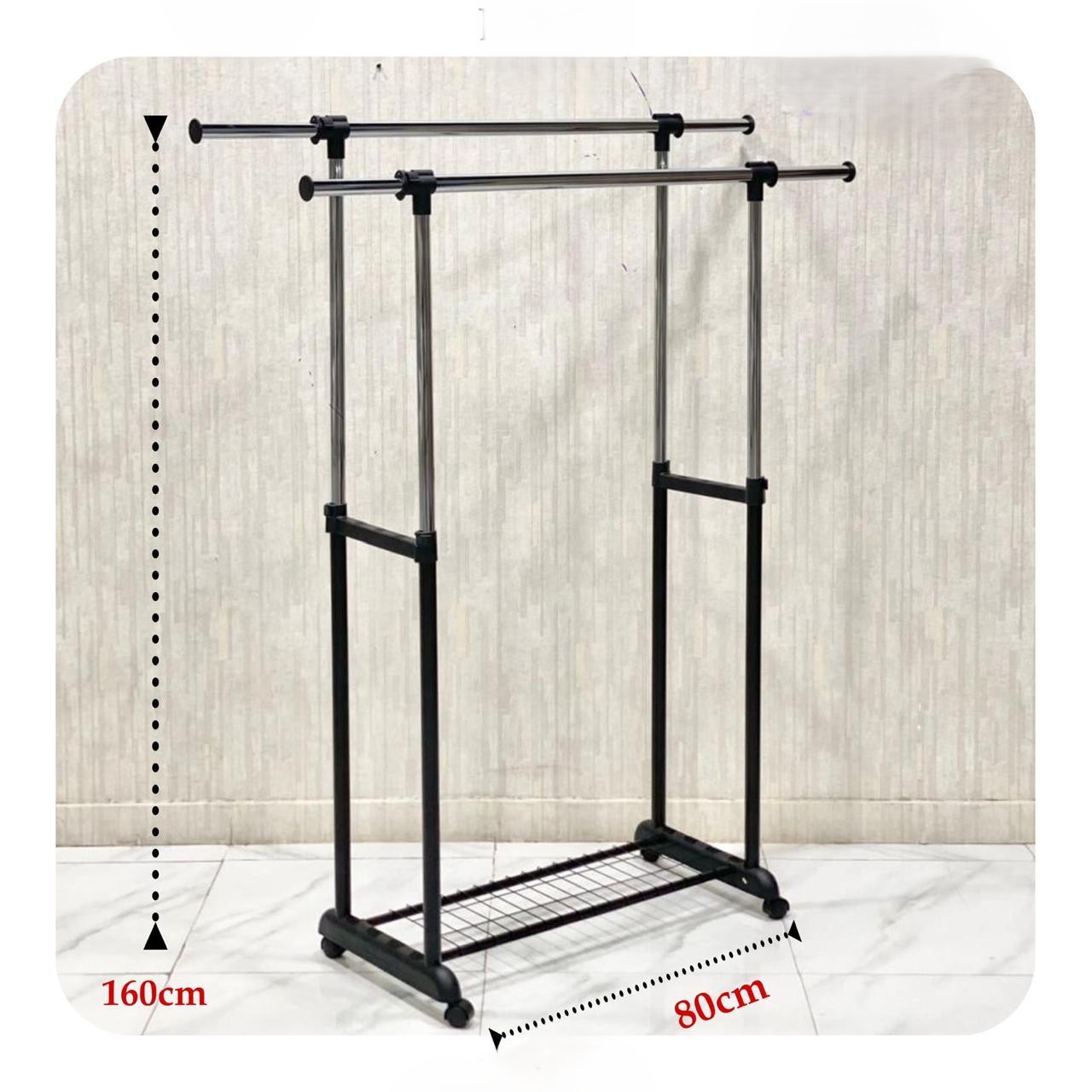  علااق ملابس استاند اسود مقاس 80 ×160 سم 