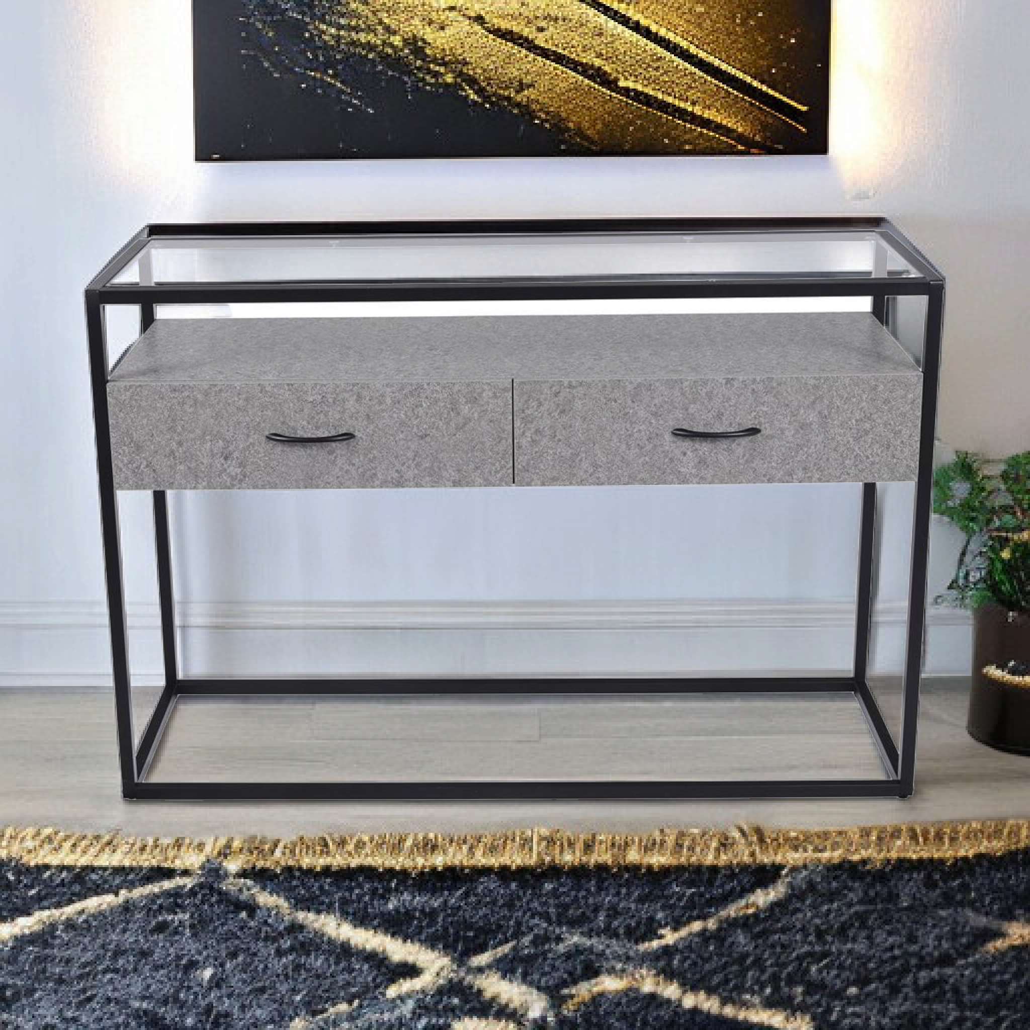  مدخل استقبال خشب مع زجاج 80x120x40سم 