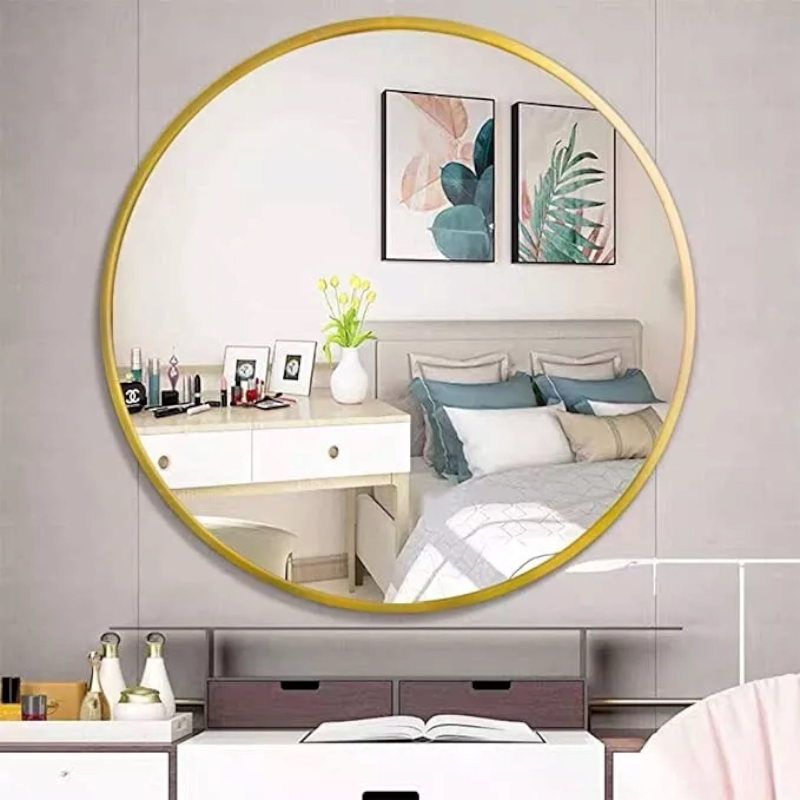  مراة حائط دائريه اطار ذهبي   معدن80×80سم 
